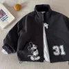 2025 Autumn Kids Windproof Jacket Baby Boys Girls Mickey Mouse Print Long Sleeved Zipper Cartoon Coat Children Casual Outerwear