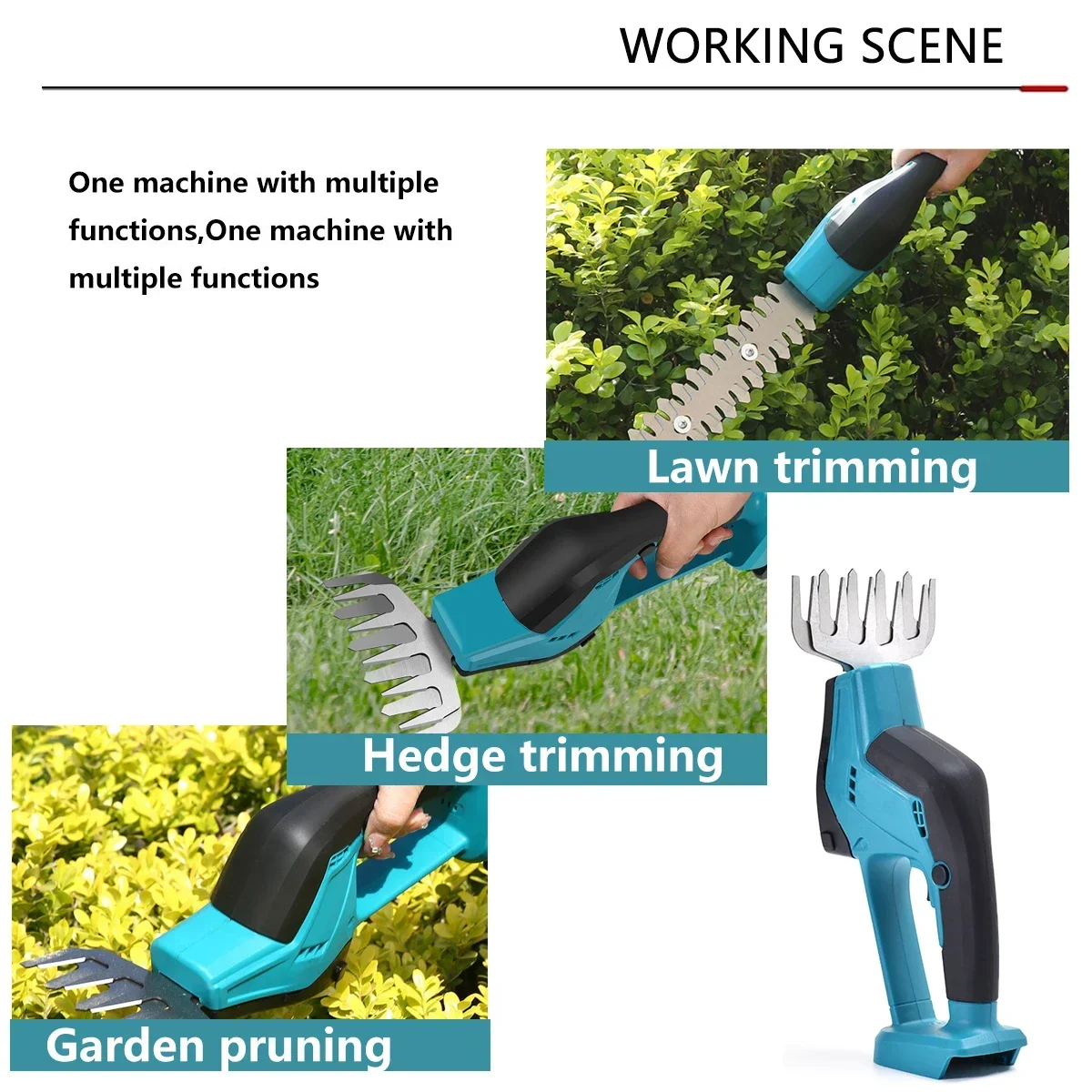 18V Mini Cordless Hedge Cutter Grass Trimmer Grass Shear Shrubber Handheld Trimmer Compatible For BL1830 1840 1850 1860 battery 4