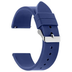 Universal Quick Release Waterproof Silicone Watch Band - Soft Rubber Replacement Strap - 22mm (Dark Blue)