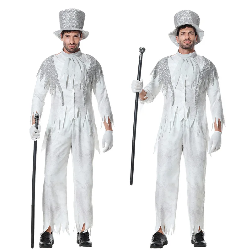 

Magician Suit Cosplay Costume with Hat Magi Gloves Necktie Set Halloween Theme Party Roleplay Outfits