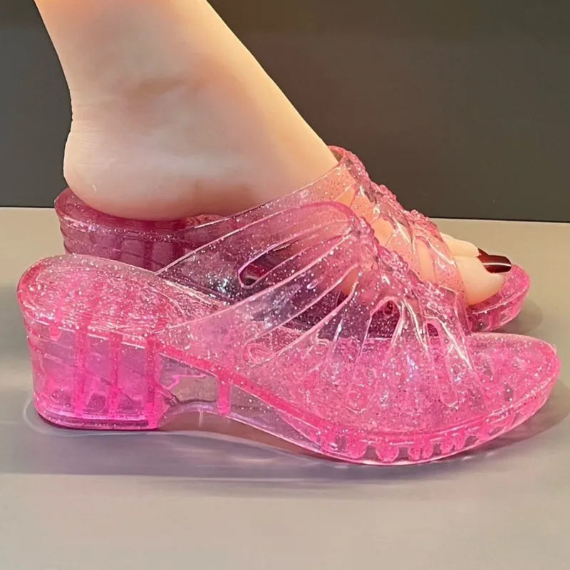 Jelly Bunny Crystal Platform Sandals New Summer Crystal