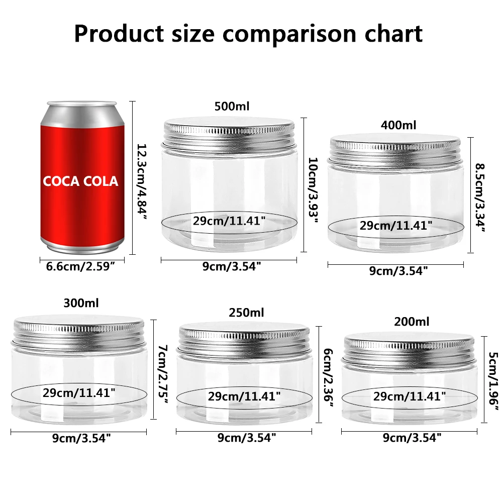 Plastic Jars Empty Makeup Container Clear Bottle For Kitchen Storage Dry Food 200/300/400/500ml PET Container Jars Pot with Lid 3