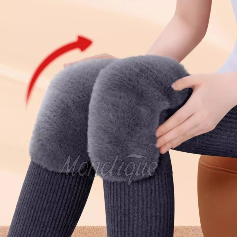 Thickened Warm Knee Pads Windproof Coldproof Velvet Winter Elastic Legs Knee Sleeve Unisex for Fitness Running Office Workers
