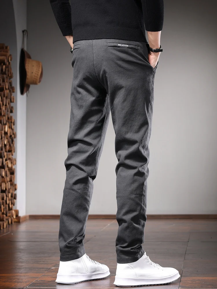 Autumn Casual Pants Men Suit Pants Fashion Korean Style Gray Slim Fit Straight Trousers