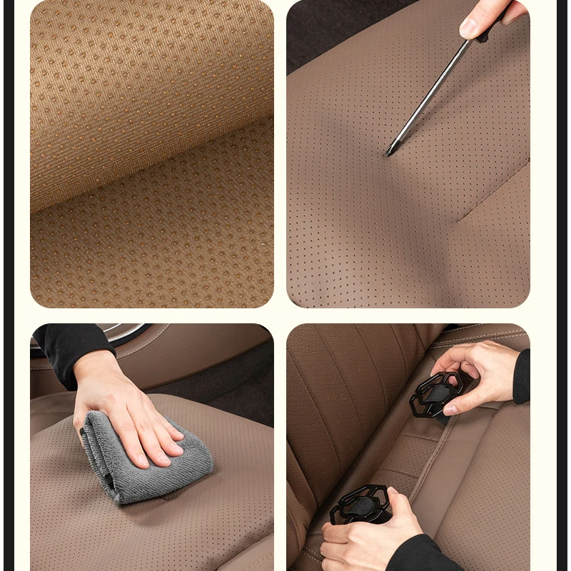 New Car Seat Cushion Breathable Nappa Leather Car Seat Extended Leg Support Pad for Most Cars All Season Seat Cushion