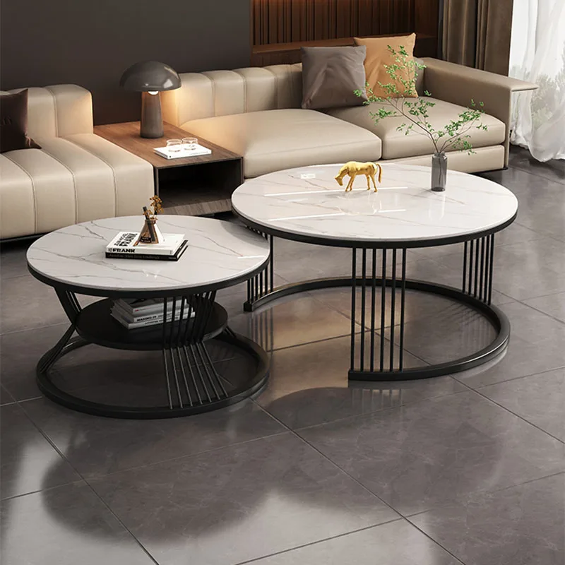 

Mobile Round Coffee Table Hallway Bedside Dressing Nordic Coffee Table Modern Salon Luxury Mesa Auxiliar Living Room Furniture