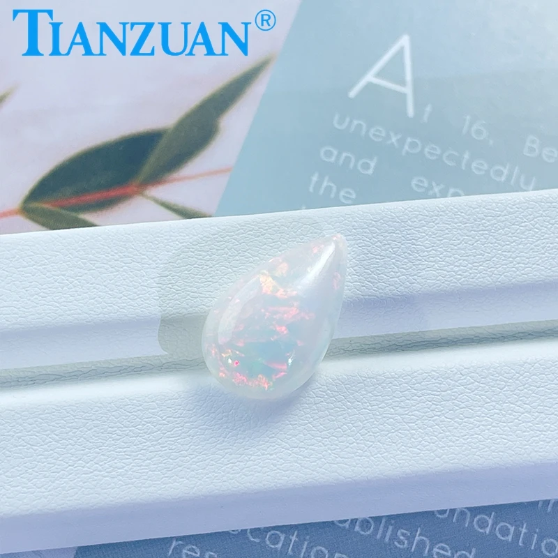 7.6CT Natural Opal Stone Pear Shape Flat Base Cabochon Opal Stones Semi-Precious Gems Beads For Jewelry