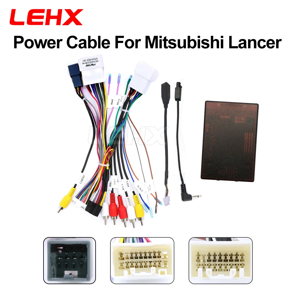 LEHX Car Adaptation 16-pin Android Wire Harness Power Cable Adapter car radio accessory cable For Mitsubishi Lancer 10 CY 2007-With Canbus