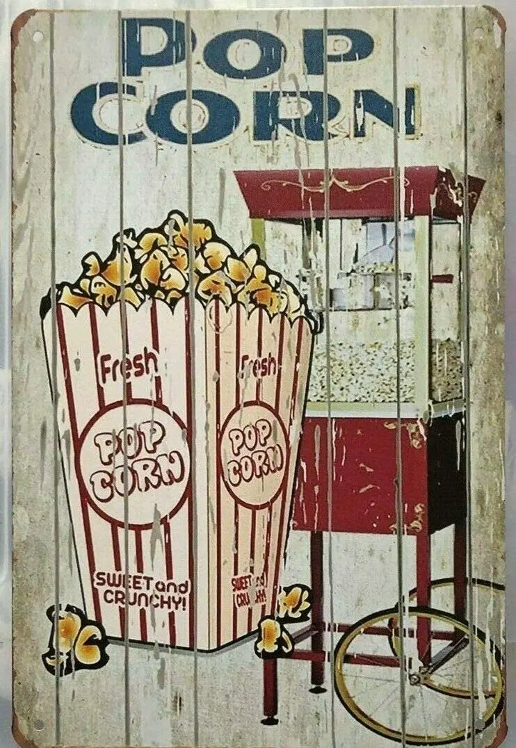 

Metal Tin Sign Popcorn Poster Painting Bar Pub Coffee Shop Outdoors Wall Decoration Retro Poster