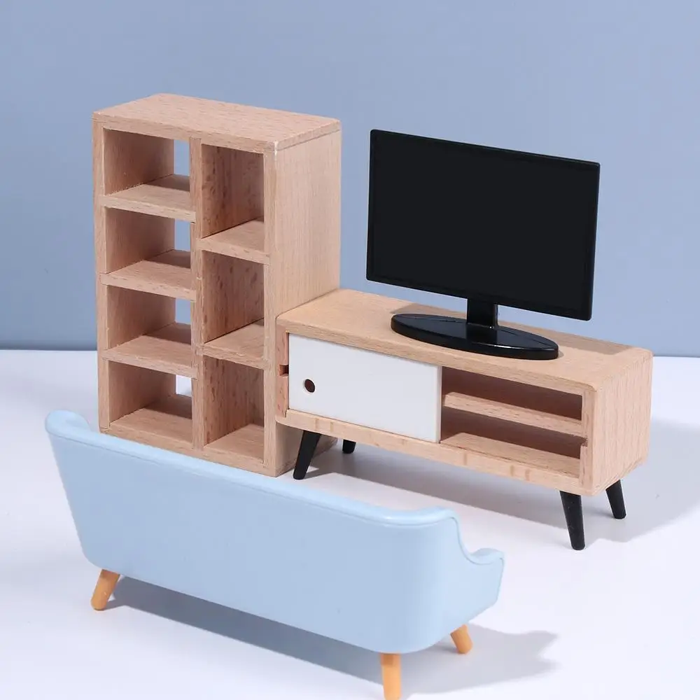 1:12 puppenhaus Möbel Holz Miniatur Schrank Bett/Couch/Stuhl/TV Für Mädchen Puppen Puppe Haus Zubehör Pretend spielen Geschenke – Detail 13