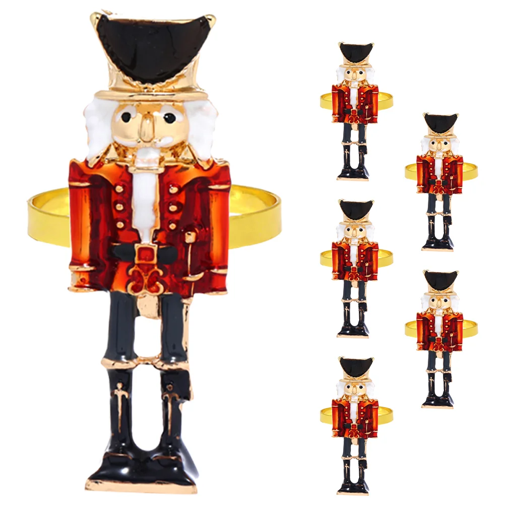 

Metal Nutcracker Napkin Rings Soldier Table Holder Rings for Christmas Holiday New Year Wedding Party Table Decoration
