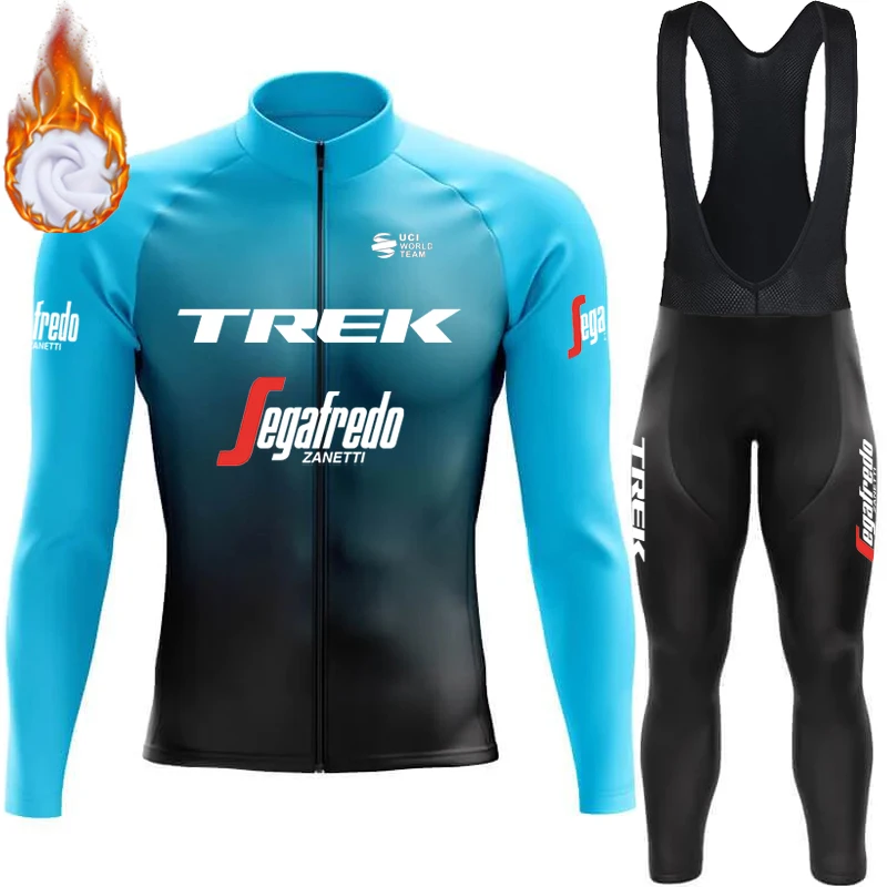 Cycling Suit Cycling Shirt Cycling Jersey Set Cycling Pants Cycling Jersey TREK Cycling Uniform Men's Clothing Fleece Jersey Mtb Male Pants Bib Professional Shirt Retro Winter Man Bike Thermal Set