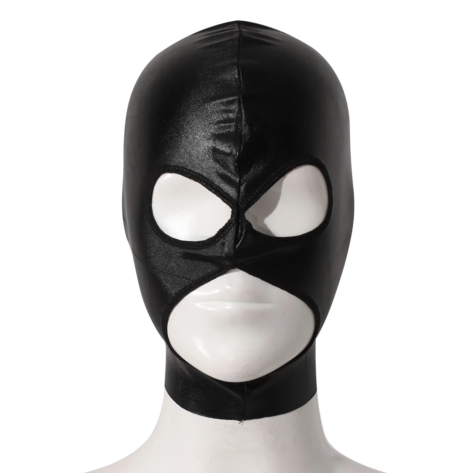 Unisex Latex Hood Mask Shiny Bronzing Open Mouth Hole Headgear Headpiece Full Face Mask Hood Role Play Costume Latex Headgear