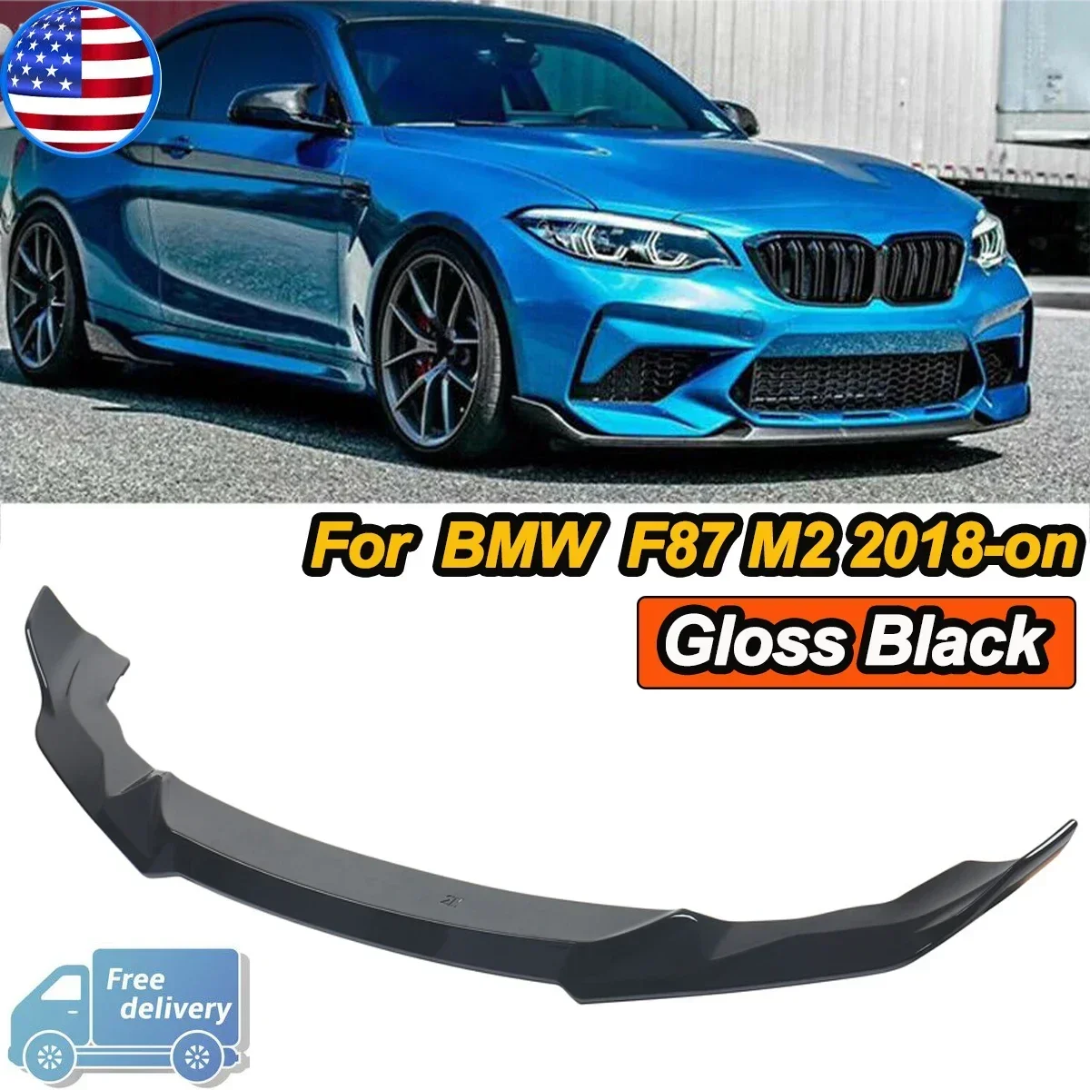 Cs Style Per 2016-2018 Bmw F87 M2 Nero Lucido Spoiler Anteriore Mento Splitter