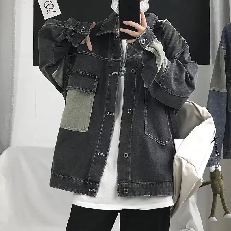 2023 Men's Casual Oversize Denim Jacket Korean Streetwear Men Jeans Jacket Coats Casual Windbreaker Overalls Coat Outwear S-4XL