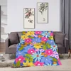 pattern Blanket Flannel warm spring comfort  soft plush blanket for sofa floral living room office Bright bedroom travel gift 5