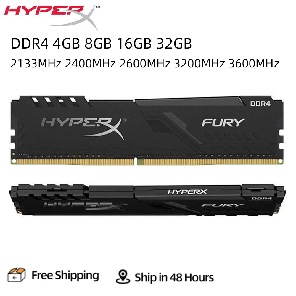 

HyperX FURY DDR4 16GB 8GB 4GB 32GB 3200MHz 2133MHz 2400MHz 2666MHz DIMM 288Pin 1.2V PC4-25600 21300 19200 DDR4 Desktop Ram
