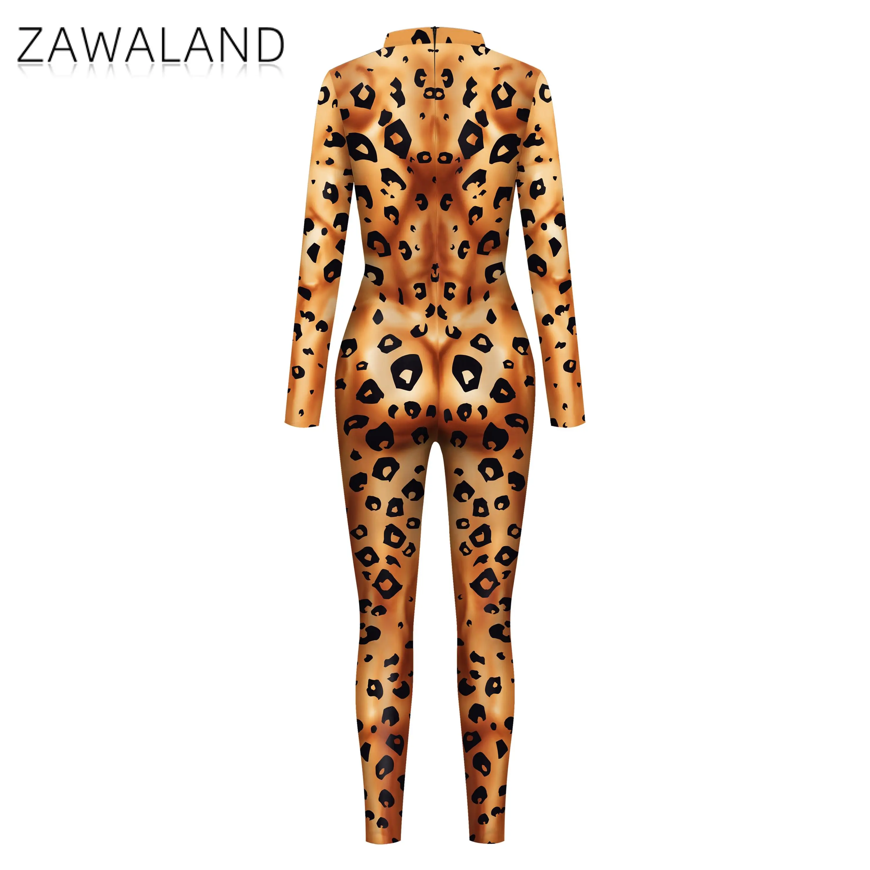 Zawaland Husky Wolf Leopard Jumpsuit Animal Cosplay Costume Men Zentai Suit Funny Disguise Wear Halloween Holiday Party Clothes cosplay costume