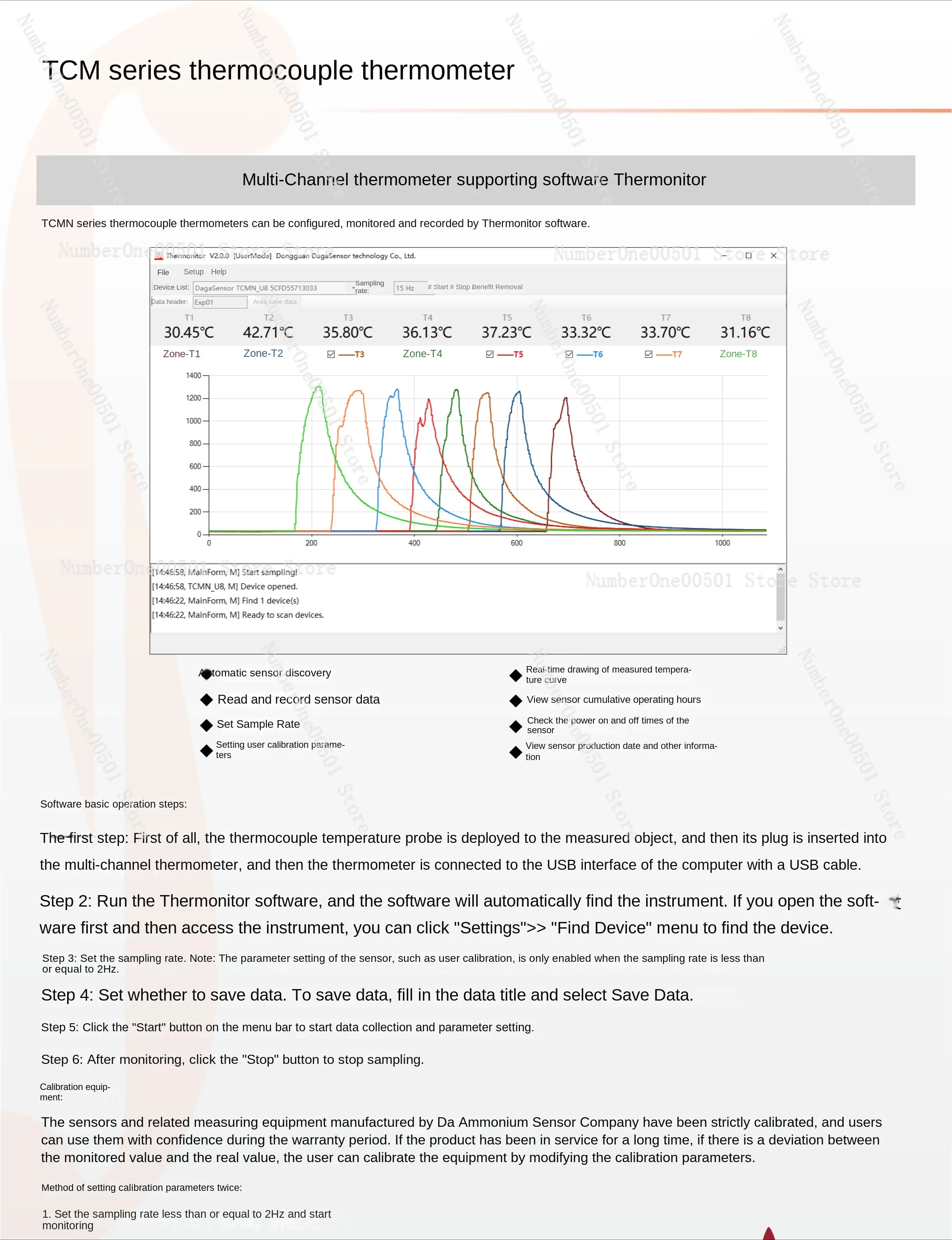 USB 8-channel K-type Thermocouple Thermometer Real-time Software Monitoring Draw