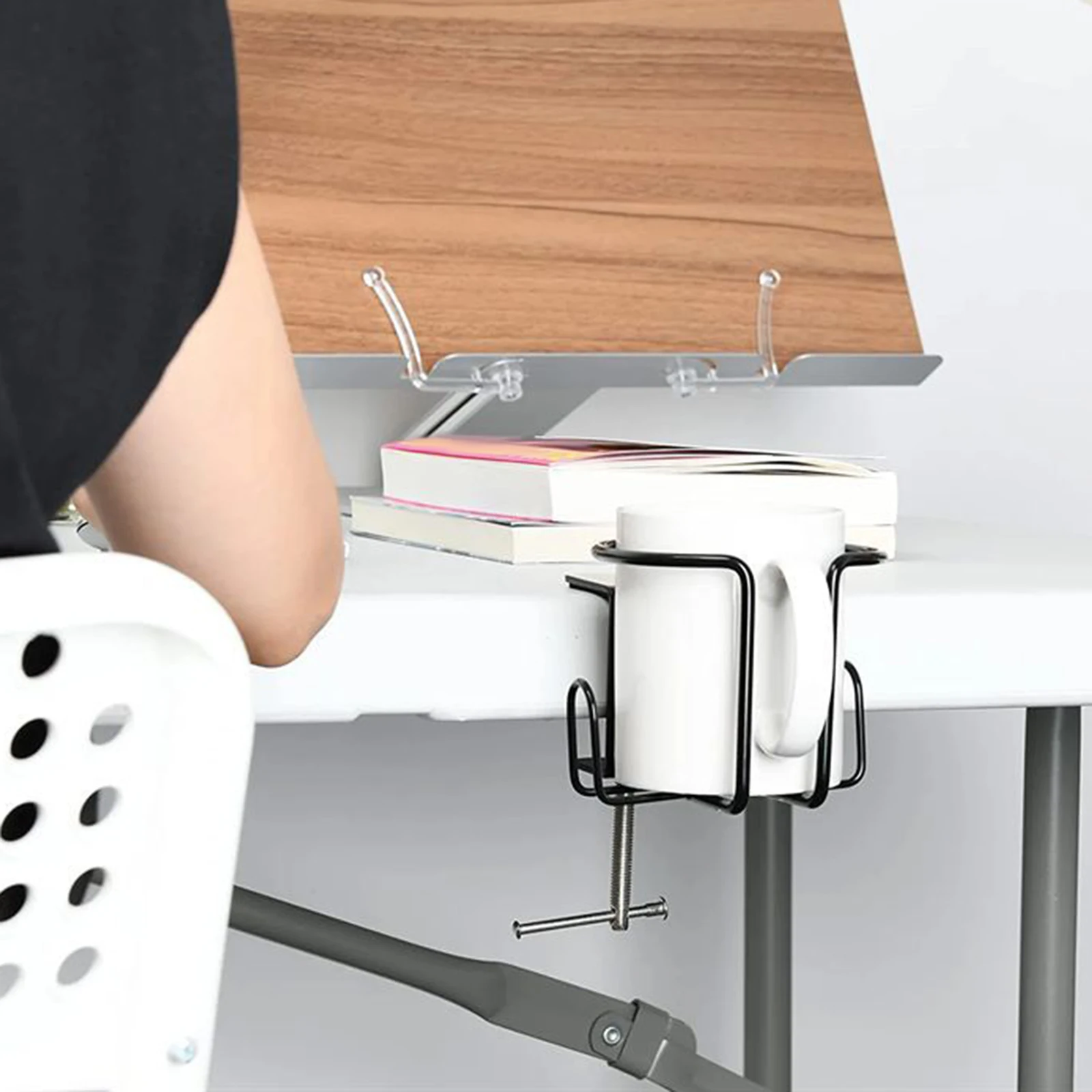 Support Casque Et Porte-Gobelet Urmust 3-en-1 - Fixation Bureau Économie D'Espace - Gris