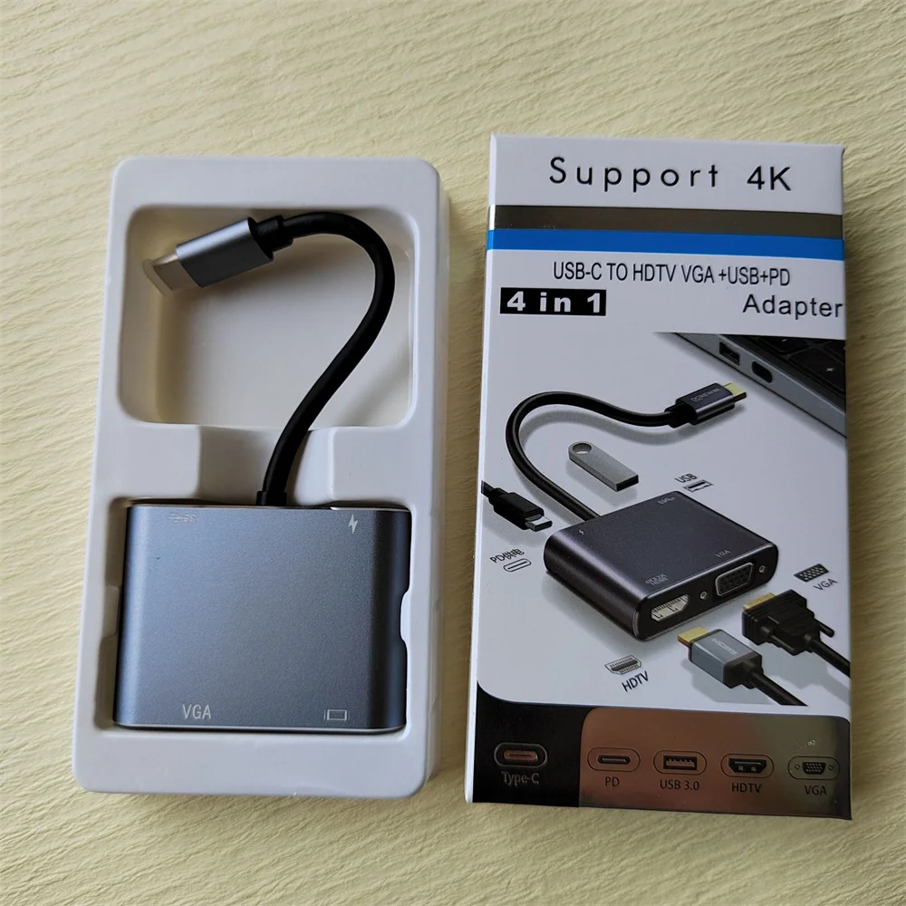 USB Tipo C타입 허브 도킹 스테이션, 듀얼 4K HDTV VGA PD RJ45 이더넷 SD/TF 카드 리더 노트북, 맥북 미니용, 8 7 6 5 4 IN1