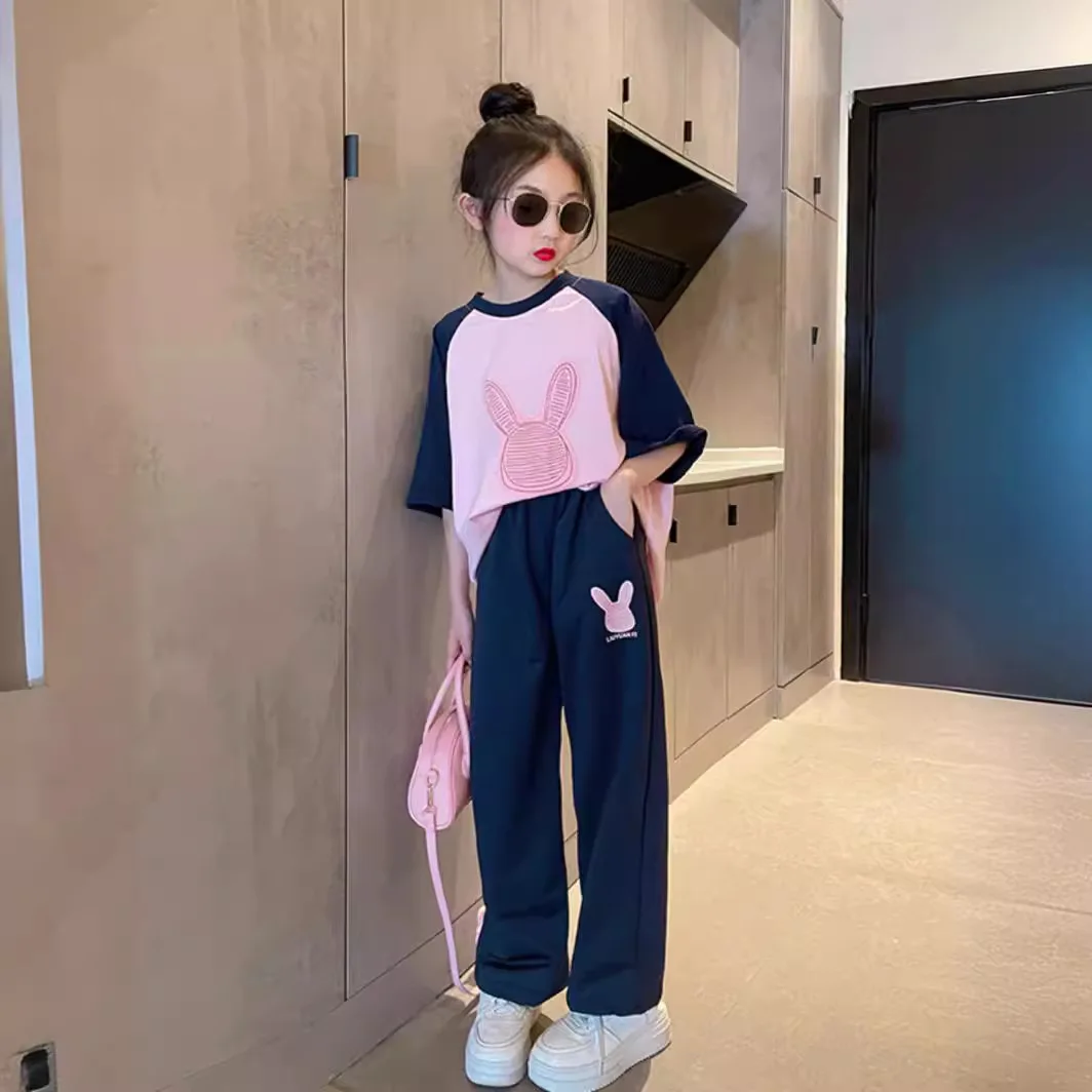 بدلة رياضية قصيرة للفتيات ، تيشيرت غير رسمي للأطفال ، موديلات صيفية ، فتاة كبيرة على الطراز الأجنبي ، جديد ، بأكمام 2