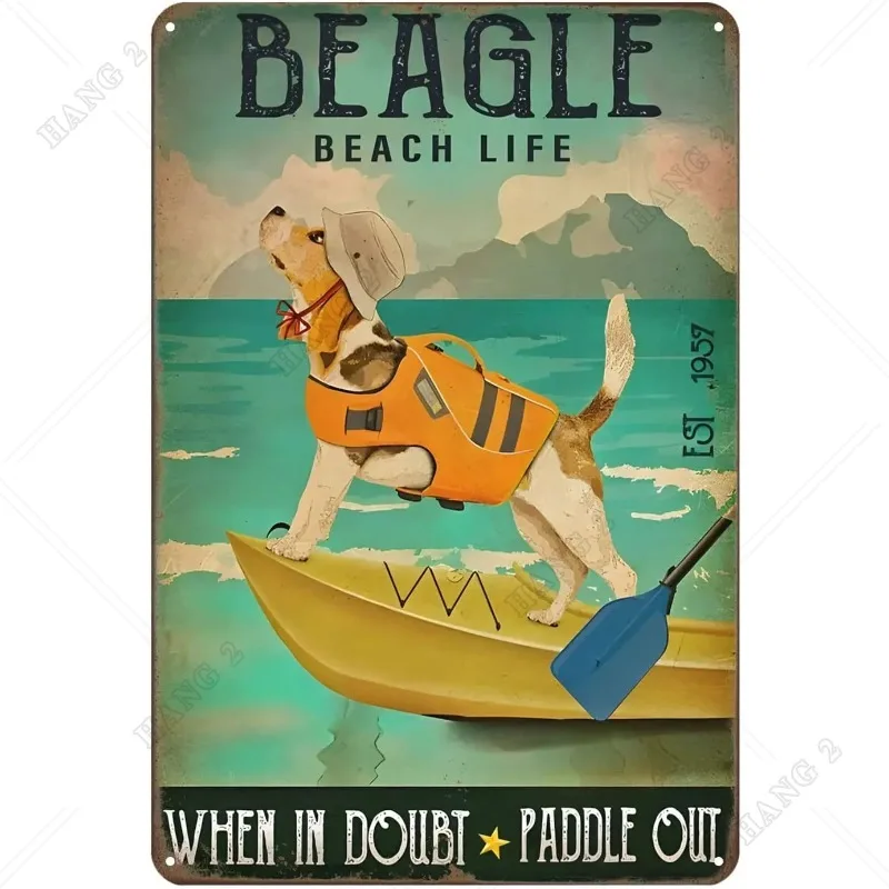 Cartello In Metallo Beagle Beach Life Arredamento Rustico Segno Vintage Home Kitchen Bar Cafe Club Cave Wall Decor Retro Tin Sign