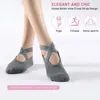 2 Pairs Women Yoga Socks Silicone Anti-slip Ballet Pilates Socks Cotton Ladies Backless Breathable Bandage Dance Sports Socks 2