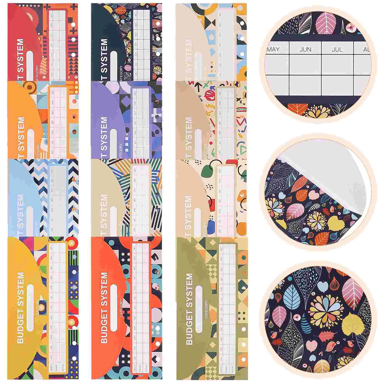 12 Pcs Accounts Book Budget Card Pattern with Hole Cash Plan Consumption Envelope Loose Leaf