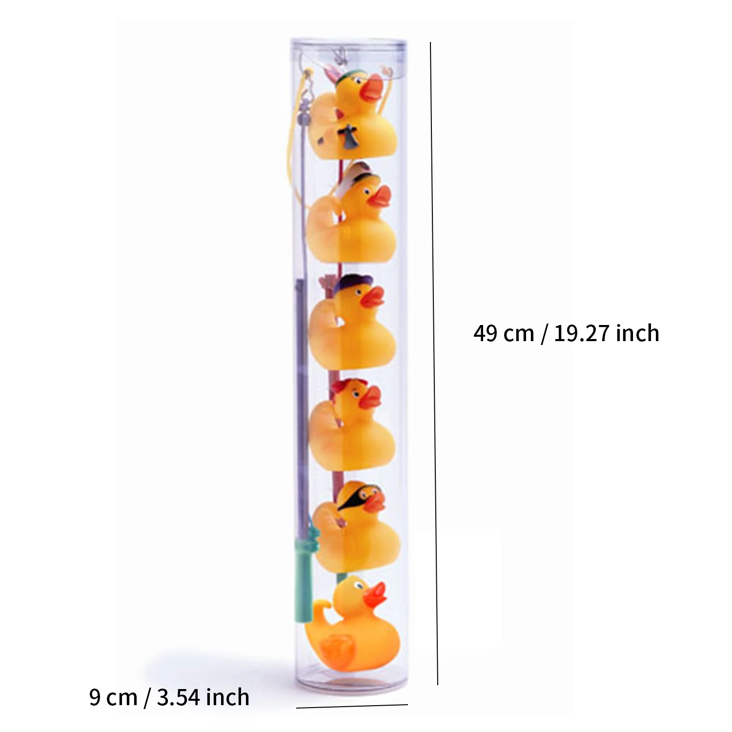 8 Pcs Bathtub Toy Duck Fishing Game - 2 toy fishing rods and 6 rubber ducks - teach numbers 2