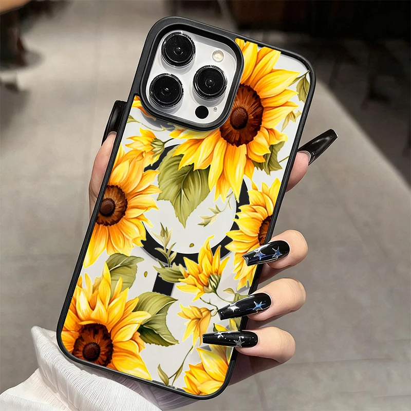 Sunflower Magnetic Phone Case - Vibrant Yellow Soft Cover