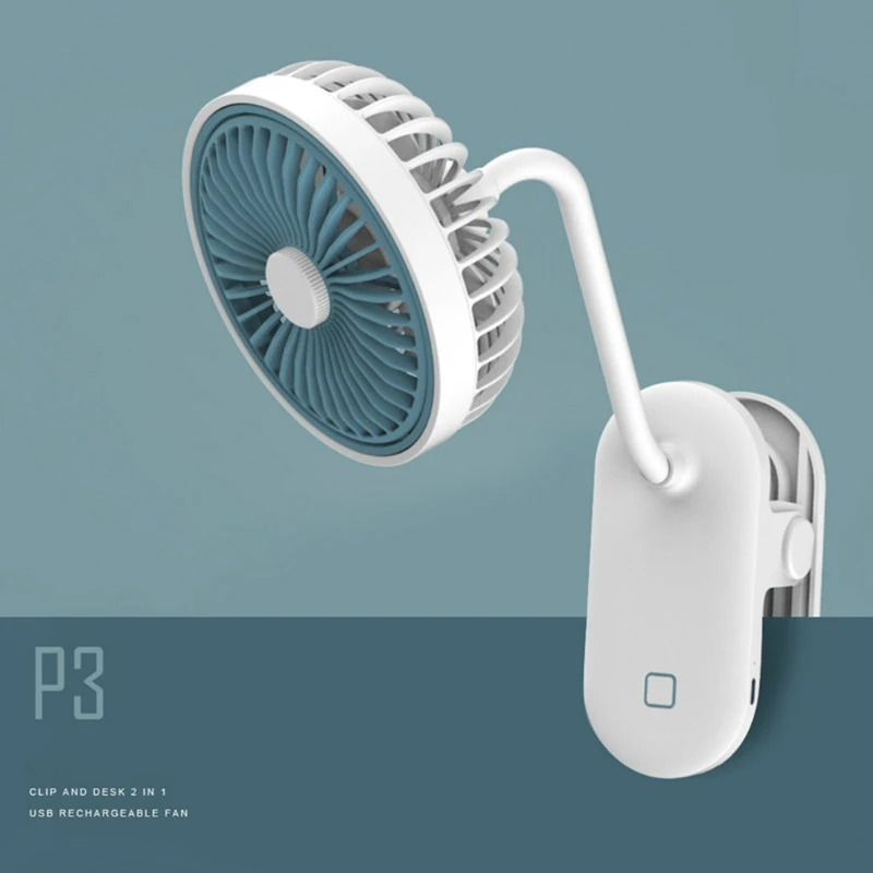 

W8KC Portable Clip on Fan Ultral Quiet USB Rechargeable 360° Adjustable for Home