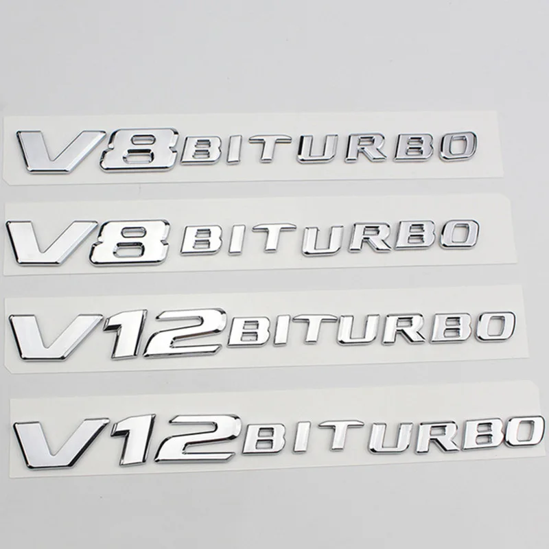 

3D ABS V12 V8 BITURBO эмблема, буквы логотипа автомобиля, аксессуары для Mercedes AMG C63 E63 W212 W213 S63 S65 G63 G65 ML63