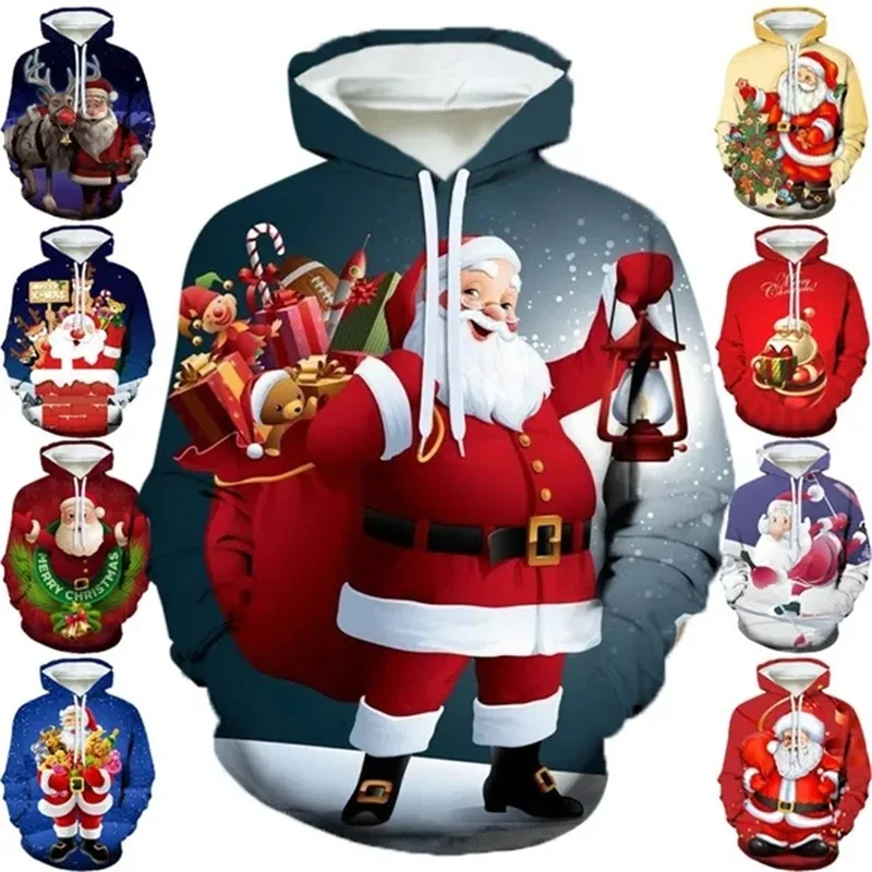 Christmas Santa Claus Hoodie Cartoon Manga Anime Graphic Hoodie For Men's Women's Unisex main image 1