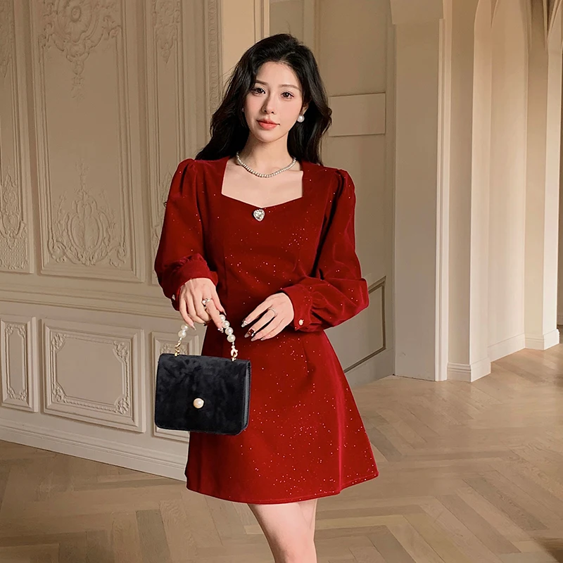 

Miiiix French Fashion and High-end Feeling Hepburn Style Dress 2024 Women's Summer New Velvet Lining Dresses Female Clothing