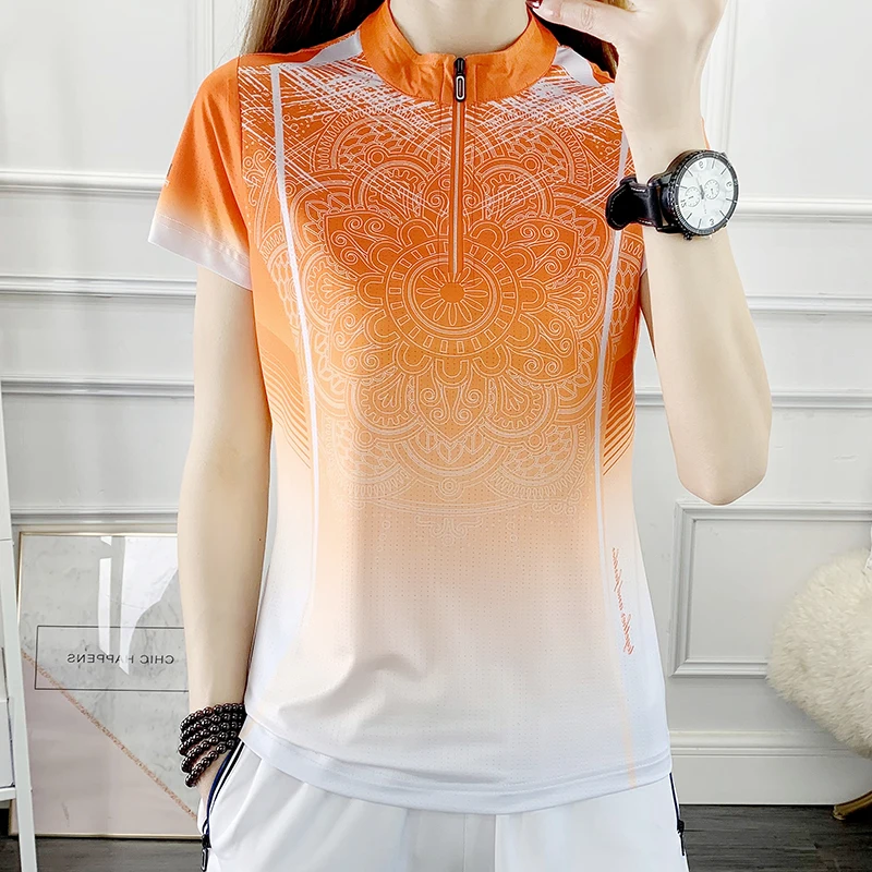 Sport T Shirt Summer Women T-shirts Ice Silk Quick Dry Short Sleeve Outdoor Sports