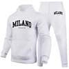 Men's Luxury Hoodie Set Milano Print Sweatshirt Sweatpant for Male Hooded Tops Jogging Trousers Suit Casual Streetwear Tracksuit 6