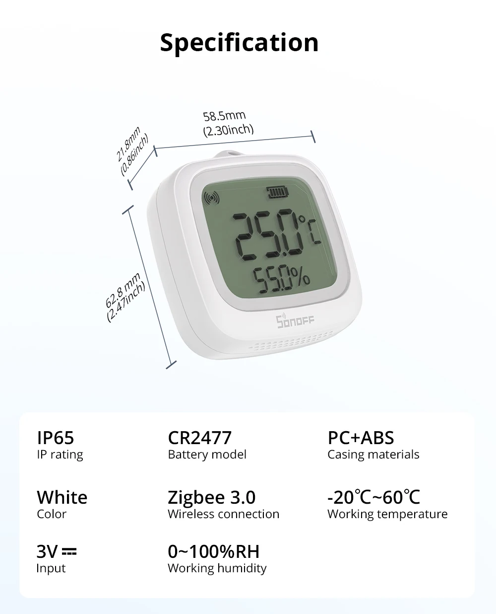 SNZB-02WD Zigbee LCD Smart Temperature Humidity Sensor IP65 Waterproof for Bathr