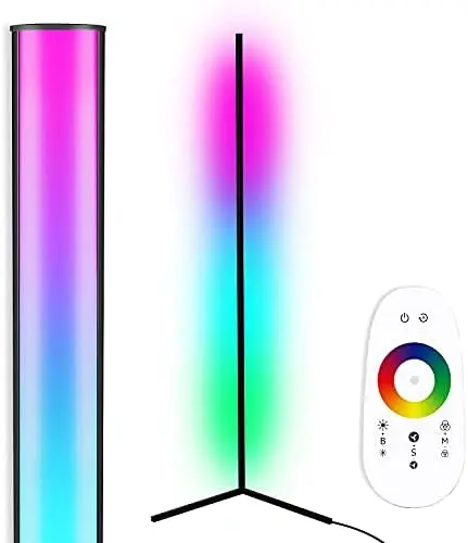

Floor Lamp - RGB Color Changing Mood Lighting, Dimmable LED Modern Floor Lamp with Remote, 56" Metal Standing Lamp for Livin