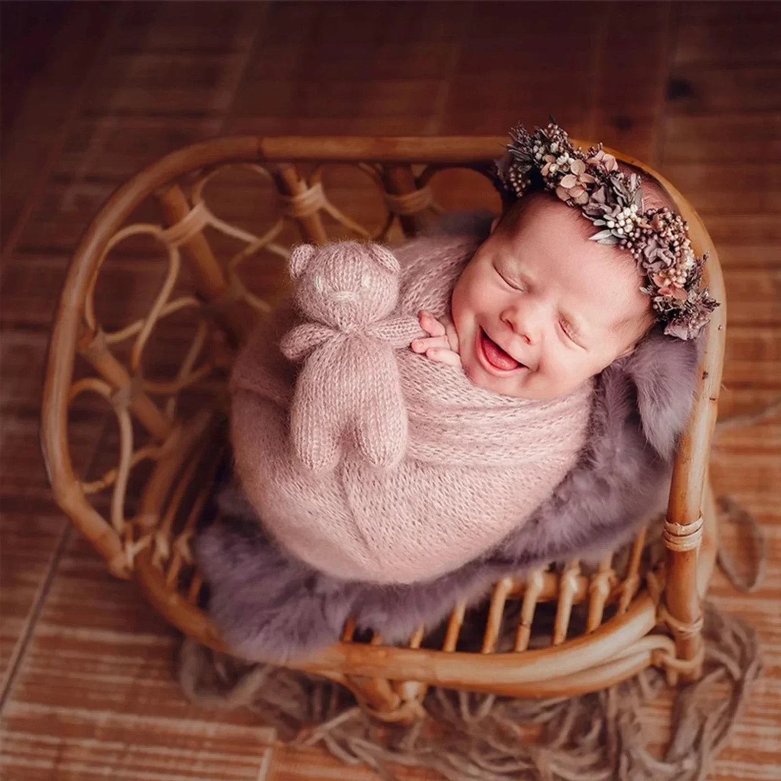 

Newborn Photography Props Wooden Bed Baby Sofa Rattan Chair Furniture Baby Crib Bench Fotografia Studio Posing Sofa Accessories