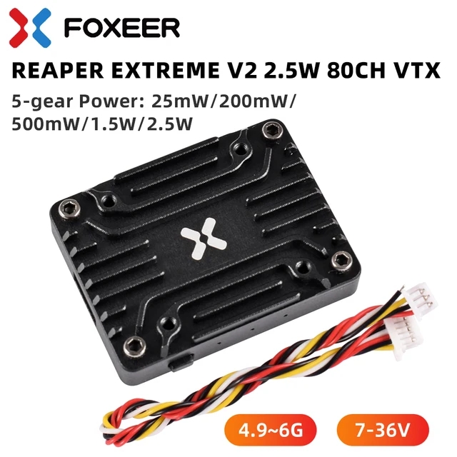 Foxeer 5.8G Reaper Extreme V2 2.5W High Power 72CH VTX FPV Video Transmitter with CNC Shell Built-in Mic for RC FPV Drones 3