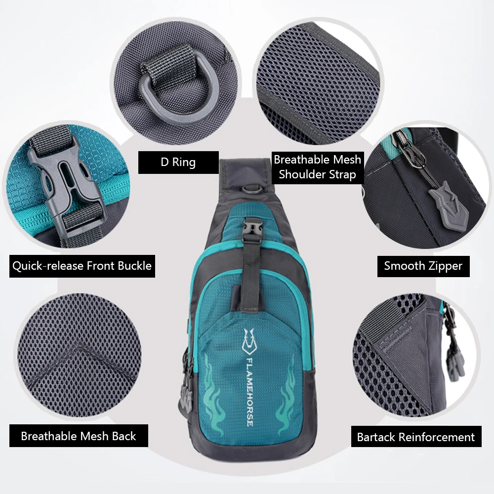 Men Sling Backpack Chest Crossbody Bag Waterproof Lightweight Chest Bag Shoulder Bag Travel Sports Running Cycling Gym_voghion.com