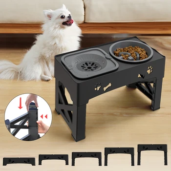 3 In 1 Pet Feeder Slow Feed Bowls Double Bowls Foldable With 5 Adjustable Height Suitable For Pets Of Different Heights 6