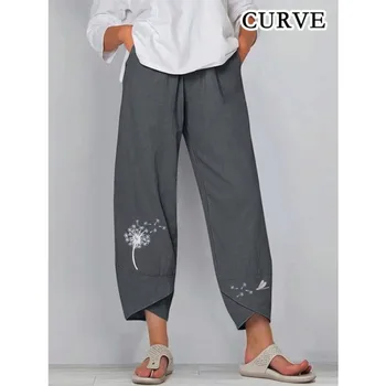 Plus Size 1XL-5XL New Women Pants Casual Wide Leg Trousers With Pockets Elastic High Waist Pantalones