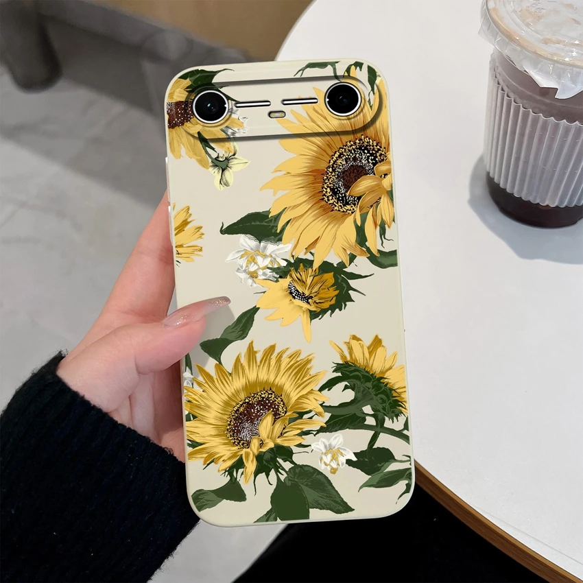 Sunflower Pattern Liquid Silicone Soft Back Cover