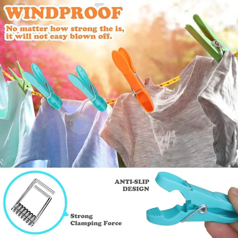 24Pcs Plastic Laundry Clothes Pins Hanging Pegs Clips Household Food Clip Clothespins Socks Underwear Drying Rack Holder
