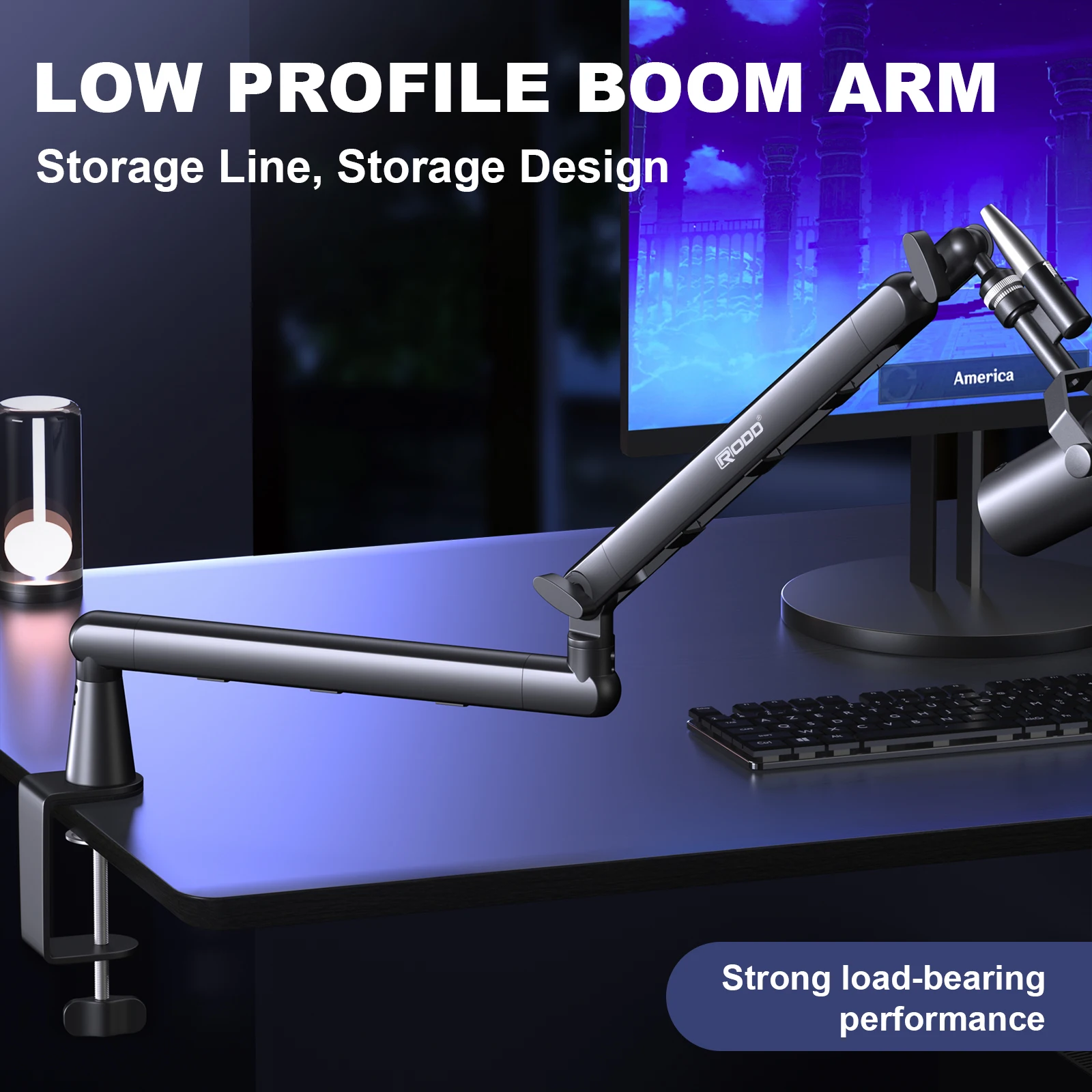 RODD AK-55 마이크 붐 암 조절식 마이크 스탠드는 블루예티, 스노우볼 아이스 및 하이퍼엑스 쿼드캐스트에 적합합니다.