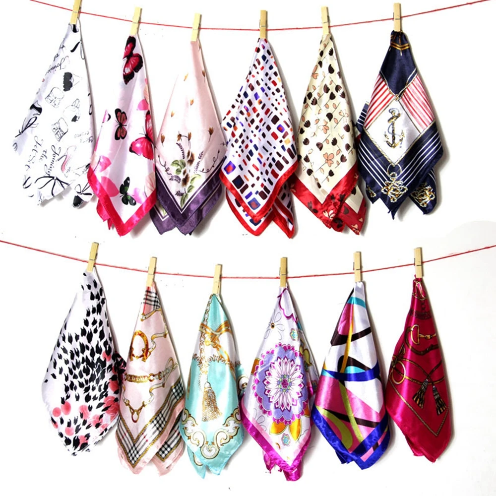 HanXi Silk Scarf Women Square Hair Scarf Satin Neck Hotel Waiter Flight Attendants Business Imitate Bandana Silk Bag Scarf 50cm women small satin silk scarf square print wrap foulard femme handkerchief bandana neck hair skinny tie scarves shawls