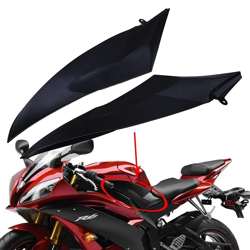 

Motorcycle Black Gas Tank Side Cover Panel FAIRING Trim Cowl For Yamaha YZF R6 2007 2008 YZF-R6 YZFR6