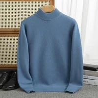Thickened Autumn/Winter new 100% Merino wool pullover Cashmere sweater Men's half turtleneck pullover warm bottom knit shirt top 1